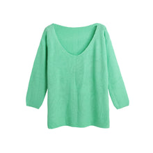 fashion-women-loose-knitted-sweater-jumper-solidcolor-sexy-v-neck-long-sleeve-casual-pull-femme-knitwear BBL