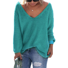 fashion-women-loose-knitted-sweater-jumper-solidcolor-sexy-v-neck-long-sleeve-casual-pull-femme-knitwear BBL