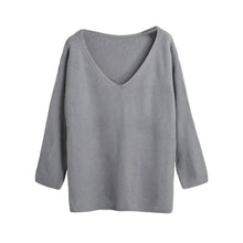 fashion-women-loose-knitted-sweater-jumper-solidcolor-sexy-v-neck-long-sleeve-casual-pull-femme-knitwear BBL