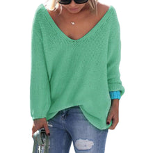 fashion-women-loose-knitted-sweater-jumper-solidcolor-sexy-v-neck-long-sleeve-casual-pull-femme-knitwear BBL