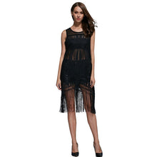 fashion-women-mesh-hollow-fringed-dress-sleeveless-a-line-dresses-black-vestidos BBL