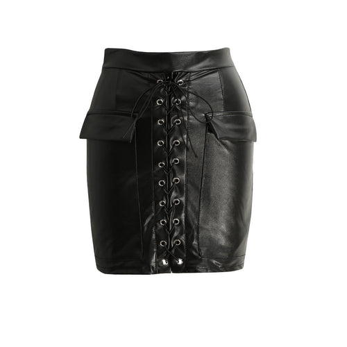 fashion-women-pu-leather-skirt-bodycon-lace-up-pockets-zipper-high-waist-short-mini-skirt-black-pink-purple-lolita-saias-jupe BBL