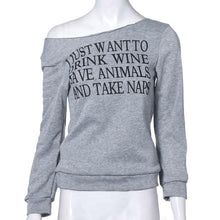 Fashion Women Tops Sexy Letters Print Long Sleeves Pullover Sweater Shirt Casual