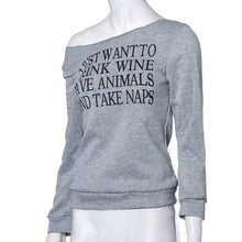 Fashion Women Tops Sexy Letters Print Long Sleeves Pullover Sweater Shirt Casual