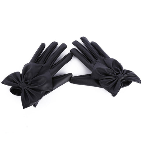fashion-women-s-ladies-butterfly-bow-wrist-soft-leather-gloves-mittens-new BBL