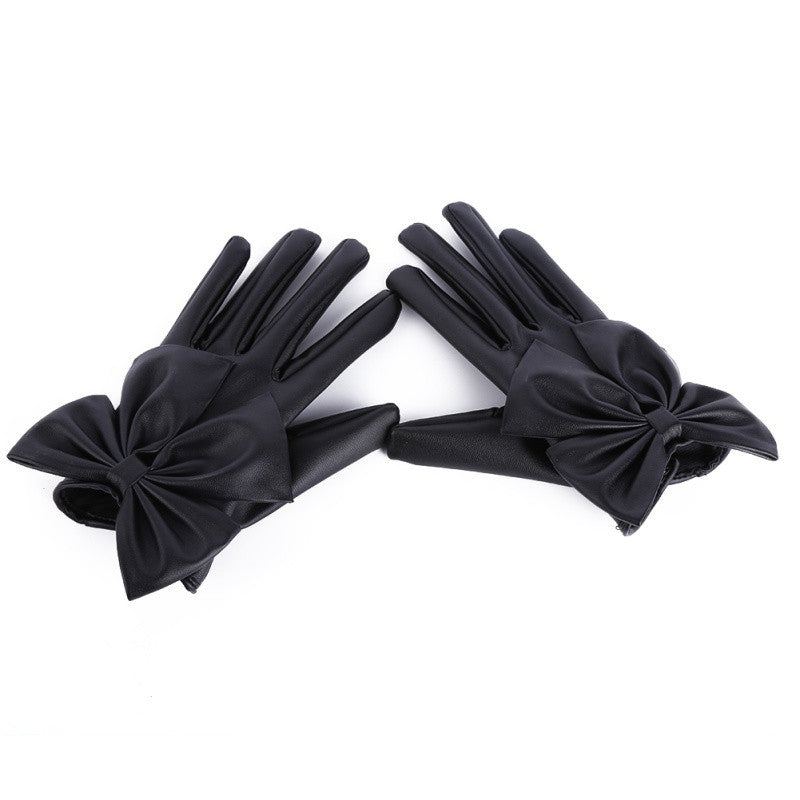 fashion-women-s-ladies-butterfly-bow-wrist-soft-leather-gloves-mittens-new BBL