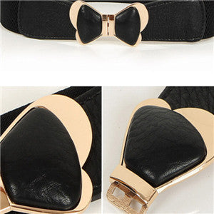 fashion-womens-metal-vintage-elastic-stretch-gold-bowknot-waist-belt-waistband BBL