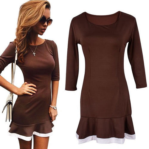 fashion-womens-dress-sexy-3-4-sleeve-casual-bodycon-party-clubwear-trumpet-dresses BBL