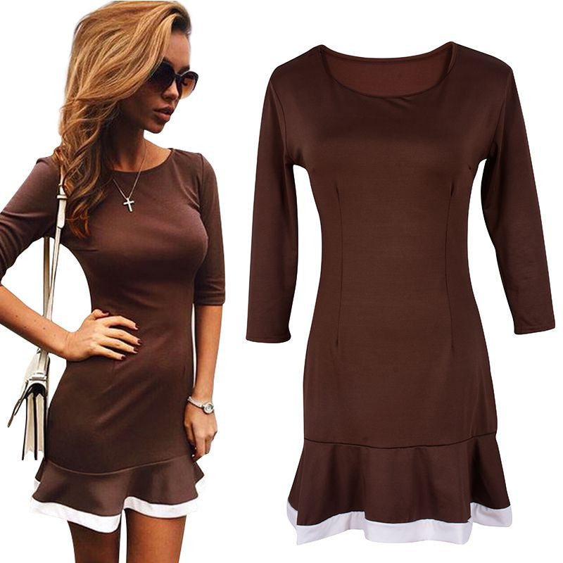fashion-womens-dress-sexy-3-4-sleeve-casual-bodycon-party-clubwear-trumpet-dresses BBL