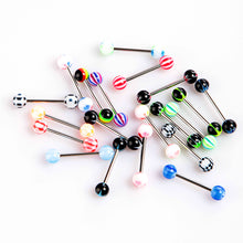 able-20pcscolorful-stainless-steel-ball-barbell-tongue-rings-bars-piercing BBL