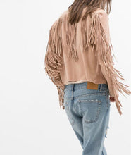 Faux Suede Small Lapel Tassel Irregular Fringed Cardigan Short Jacket Casual Outwear Coat Tops Black Khaki s - xl