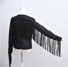 Faux Suede Small Lapel Tassel Irregular Fringed Cardigan Short Jacket Casual Outwear Coat Tops Black Khaki s - xl
