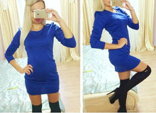 Sexy Pencil Dress Clubwear Three Quarter O-neck Mini Dresses Casual Women Solid Slim Bodycon Vestidos M0440