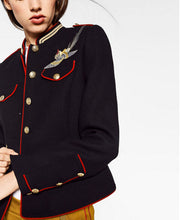 Floral Flowers Birds Embroidery Jacket Military Pockets Button Personality Cool Slim Coat ZA Mandarin Collar Epaulet Outerwear