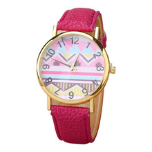 Geometry Pattern Leather Band Watch Men Women Wrist Watches