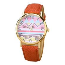 Geometry Pattern Leather Band Watch Men Women Wrist Watches