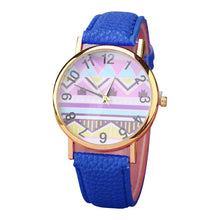 Geometry Pattern Leather Band Watch Men Women Wrist Watches