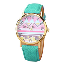 Geometry Pattern Leather Band Watch Men Women Wrist Watches