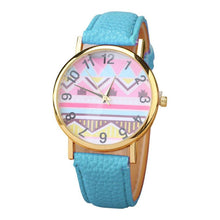 Geometry Pattern Leather Band Watch Men Women Wrist Watches