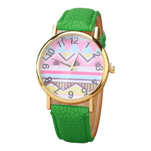 Geometry Pattern Leather Band Watch Men Women Wrist Watches