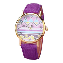 Geometry Pattern Leather Band Watch Men Women Wrist Watches