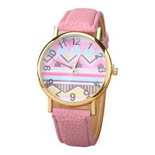 Geometry Pattern Leather Band Watch Men Women Wrist Watches