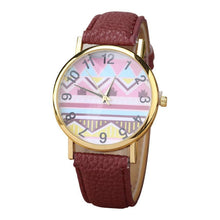 Geometry Pattern Leather Band Watch Men Women Wrist Watches
