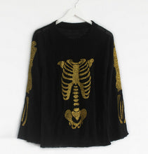 Women's Sweater Bronzing Golden Color SKULL BONE Print Loose Knitted Horn Sleeve Sweater Jumper Knitwear Tops