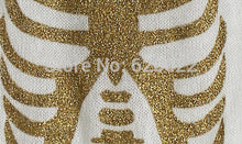 Women's Sweater Bronzing Golden Color SKULL BONE Print Loose Knitted Horn Sleeve Sweater Jumper Knitwear Tops