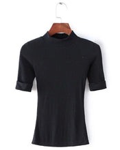 Half Turtleneck Strentch Cotton Tight T shirt AA American Halft Sleeve slim Tee Femme Pullover t-shirt 4 color s m
