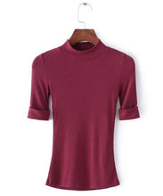 Half Turtleneck Strentch Cotton Tight T shirt AA American Halft Sleeve slim Tee Femme Pullover t-shirt 4 color s m
