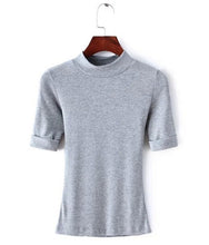 Half Turtleneck Strentch Cotton Tight T shirt AA American Halft Sleeve slim Tee Femme Pullover t-shirt 4 color s m