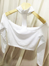 Halter AA long Sleeved Crop top Bustier Camisetas Back Y Tops Canotta Donna off shoulder Tee S M White / Pink / Black