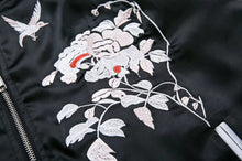 Harajuku Animal Bird Flower Embroidery Jacket Women Contrast color Sleeve Bomber Jacket Coat Pilots Couple Outerwear