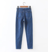 Harajuku Blue Flower Embroidery Denim Pants Woman Harem Jeans Femme Long Jeans Feminino