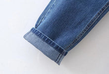 Harajuku Blue Flower Embroidery Denim Pants Woman Harem Jeans Femme Long Jeans Feminino