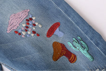 Harajuku Blue Ripped Hole Sequins Embroidery Denim Pants Woman Full length Jeans Femme Long Jeans Feminino