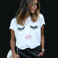 Harajuku Eyelash T Shirt Women Camisas Mujer Loose T Shirt Femme Mujeres Camiseta Plus Size Women T-Shirt White Tops Tees