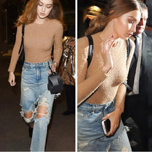 Harajuku Ripped Hole False 2 pieces Ankle-length Denim Pants Woman Casual Jeans Femme light Blue color