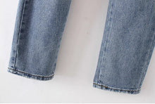 Harajuku Ripped Hole Flower Embroidery Denim Pants Woman Casual Jeans Femme Taille Haute Pantalon Pants Long Jeans Feminino