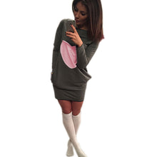 Heart Print Casual Dress Sexy Mini Dresses Long Sleeve O neck Women Dress With Hoody Loose Dress For Women
