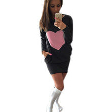 Heart Print Casual Dress Sexy Mini Dresses Long Sleeve O neck Women Dress With Hoody Loose Dress For Women