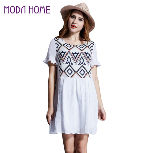 boho-women-dress-geometry-pattern-printed-mini-beach-dresses-short-sleeve-ruffle-cuffs-party-dress-vestidos BBL