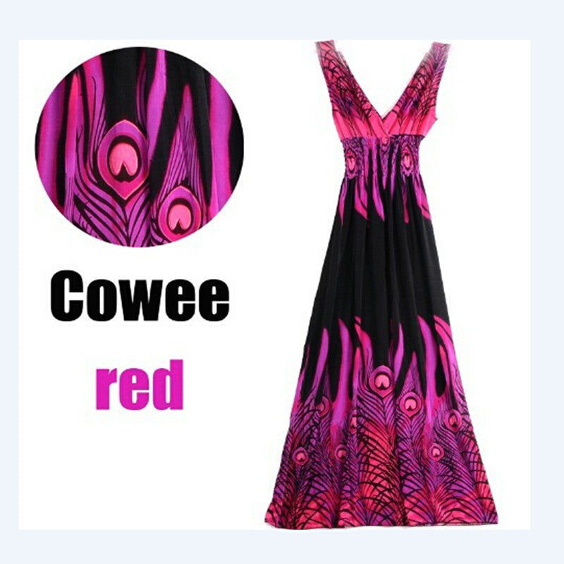 large-size-sexy-deep-v-neck-peacock-shape-bohemia-long-beach-dress-casual-tourism-maxi-dresses BBL