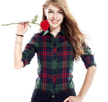 Plaid Blouses Shirts For Women Ladies Long Sleeve Grip Blouses Cute OL Top Shirts Blusas J2349