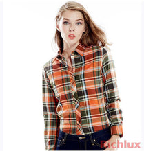 Plaid Blouses Shirts For Women Ladies Long Sleeve Grip Blouses Cute OL Top Shirts Blusas J2349