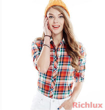 Plaid Blouses Shirts For Women Ladies Long Sleeve Grip Blouses Cute OL Top Shirts Blusas J2349