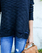 Solid Slim Fit Pullovers Knitted Sweater With Grey Black Hem Hole Tops Plus Size Knittwear LX090