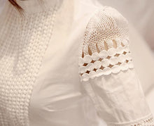 Women's Cotton Shirts long-sleeved Blouses Slim basic Tops hollow lace shirts For J2531