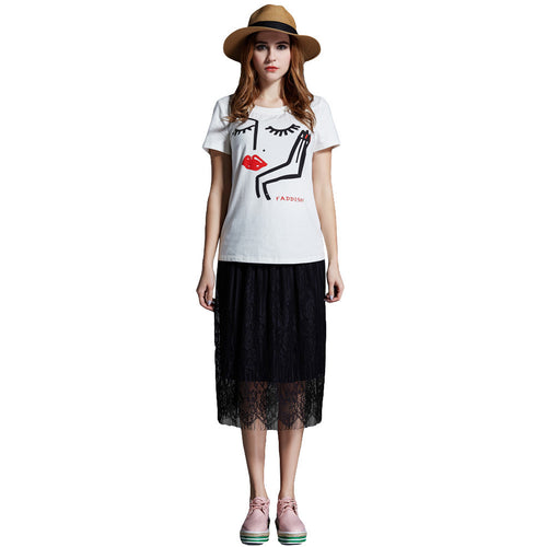 t-shirt-women-eyelash-lip-print-short-sleeve-casual-tops-loose-pullover-women-tops-white-plus-size-blusas BBL